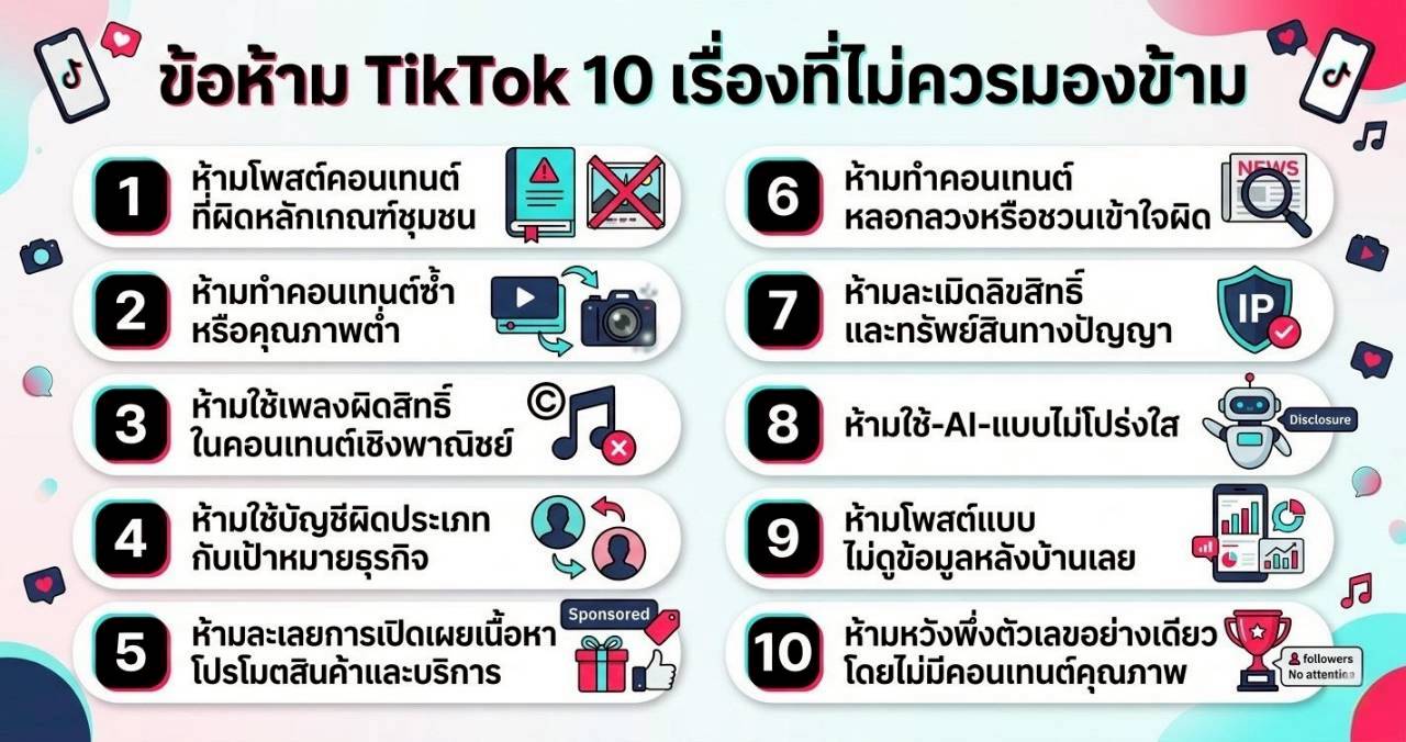ข้อห้าม TikTok 10 เรื่องที่ไม่ควรมองข้าม